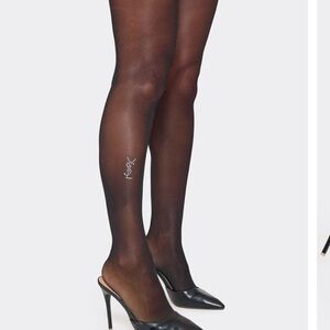 Embellished logo tights